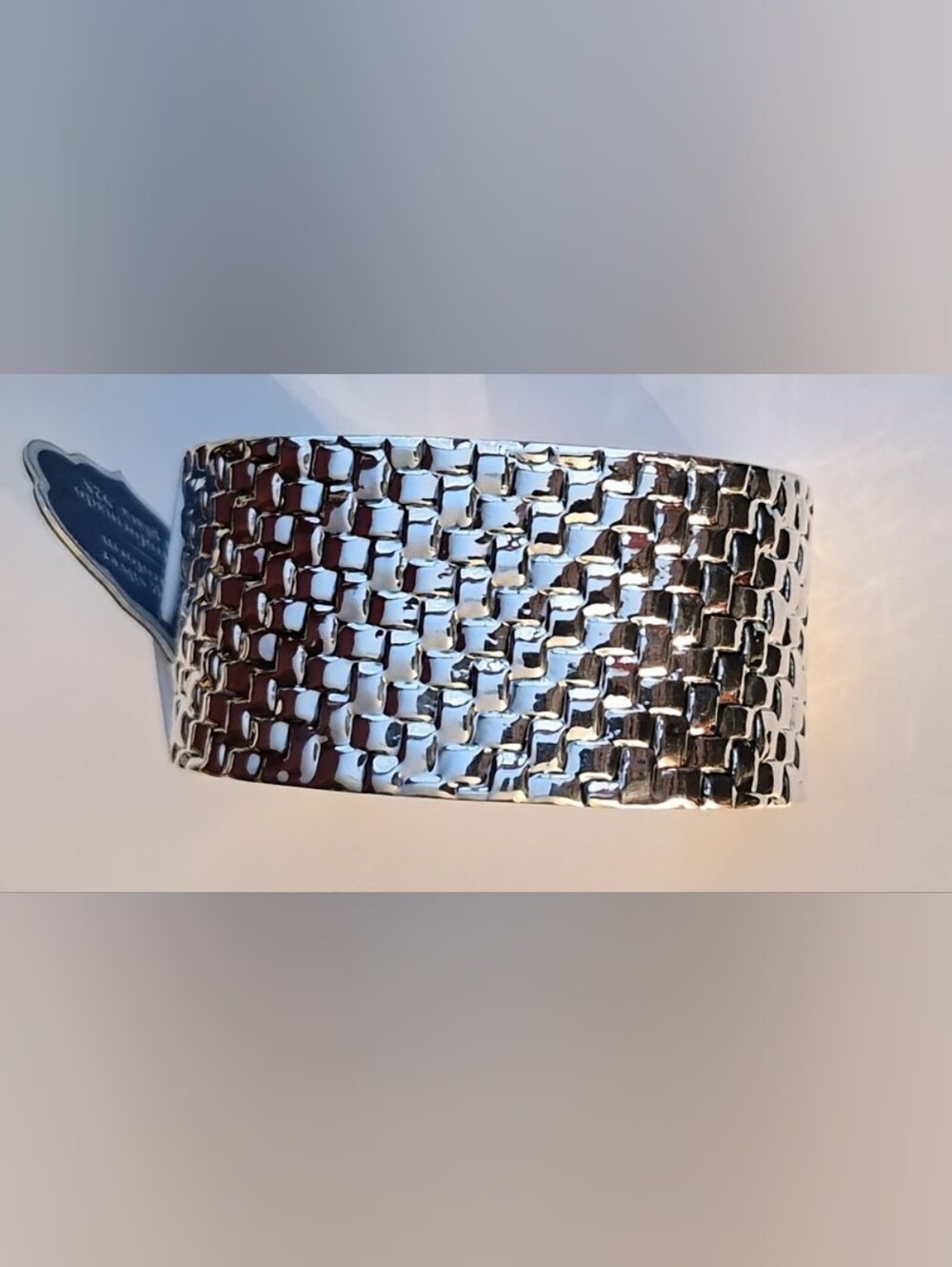 BNWT Seed & Sage Mexican Sterling Silver Basketweave Cuff Bracelet 54.62g